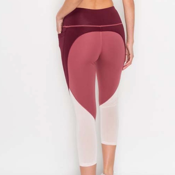 KIMBERLY C ADORABLE MAROON AND PINK CAPRI LEGGINGS - Picture 2 of 8